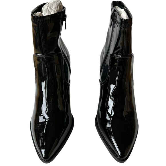 Steve Madden Boots Aroma Black Patent Leather Western Ankle Boot Women's Size 6 - Picture 4 of 10